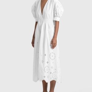 Ganni White Broderie Anglaise Dress